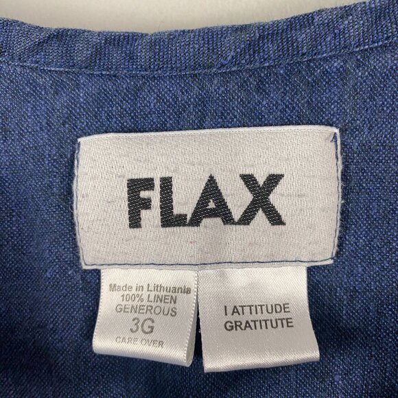 FLAX Linen Tunic Size 3G 3X Lagenlook Blue Long Sleeve V Neck - Picture 4 of 9